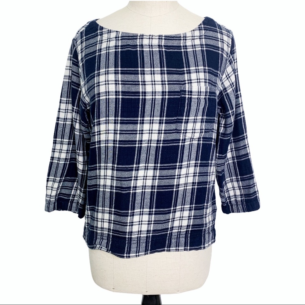 Madewell Top XXS Blue Plaid Flannel C225